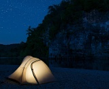 Tent under starry sky - Ozark National Scenic Riverways, Missouri