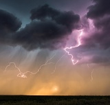Lightning and setting sun - Bridgeport, Nebraska