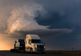 Truck passing thunderstorm - Carlsbad, New Mexico