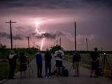 Storm chasers photographing lightning - San Angelo, Texas