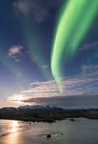 Aurora, moon, and frozen pond - Northern Alaska