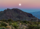 Moon and Belt of Venus over Nugent Mountain - Big Bend National Park, Texas