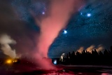 Castle Geyser at night - Yellowstone National Park, Wyoming