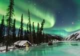 Aurora over cabin - Brock Creek, Alaska